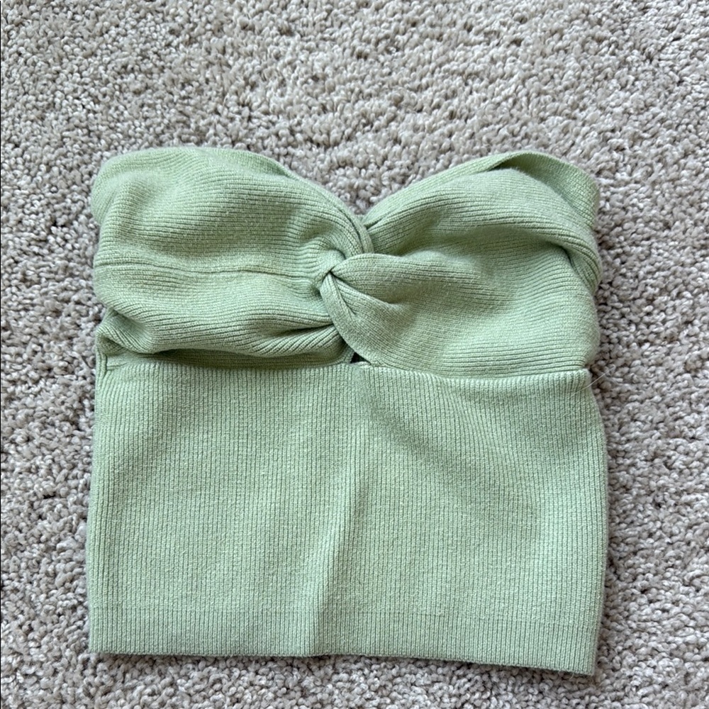Zara Green Bustier Tie Front Crop Top